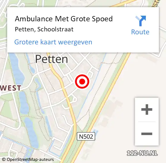 Locatie op kaart van de 112 melding: Ambulance Met Grote Spoed Naar Petten, Schoolstraat op 28 oktober 2018 12:52