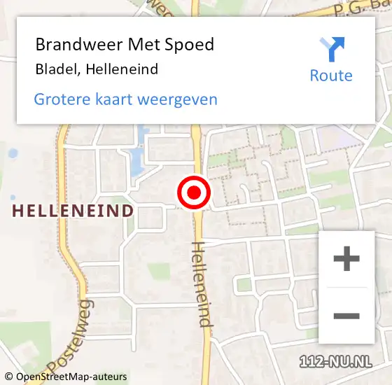 Locatie op kaart van de 112 melding: Brandweer Met Spoed Naar Bladel, Helleneind op 28 oktober 2018 12:54