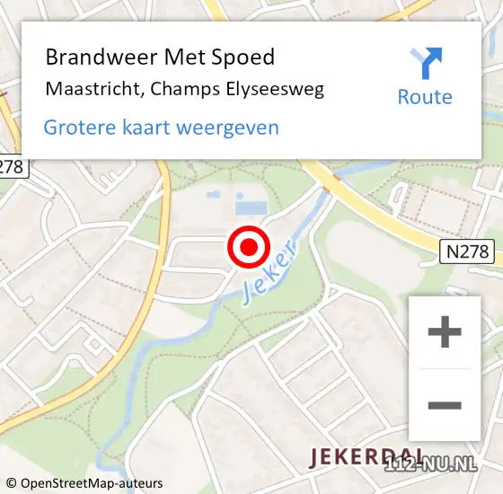 Locatie op kaart van de 112 melding: Brandweer Met Spoed Naar Maastricht, Champs Elyseesweg op 28 oktober 2018 13:32