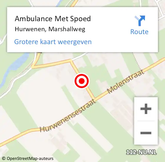 Locatie op kaart van de 112 melding: Ambulance Met Spoed Naar Hurwenen, Marshallweg op 28 oktober 2018 14:13