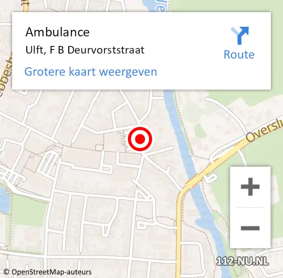 Locatie op kaart van de 112 melding: Ambulance Ulft, F B Deurvorststraat op 28 oktober 2018 14:31
