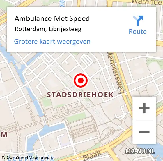 Locatie op kaart van de 112 melding: Ambulance Met Spoed Naar Rotterdam, Librijesteeg op 28 oktober 2018 18:00