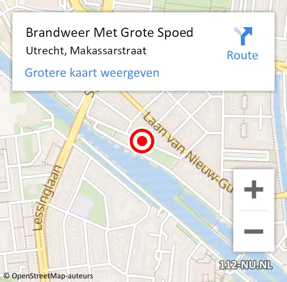 Locatie op kaart van de 112 melding: Brandweer Met Grote Spoed Naar Utrecht, Makassarstraat op 28 oktober 2018 18:37