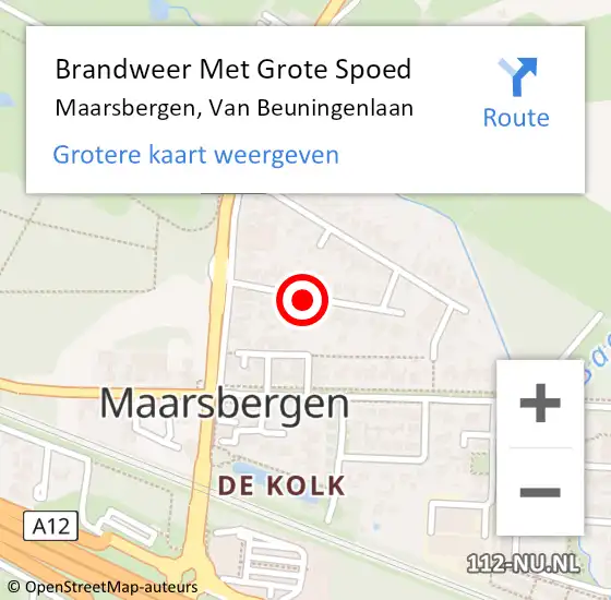 Locatie op kaart van de 112 melding: Brandweer Met Grote Spoed Naar Maarsbergen, Van Beuningenlaan op 28 oktober 2018 19:20