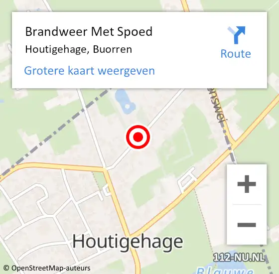 Locatie op kaart van de 112 melding: Brandweer Met Spoed Naar Houtigehage, Buorren op 28 oktober 2018 19:27