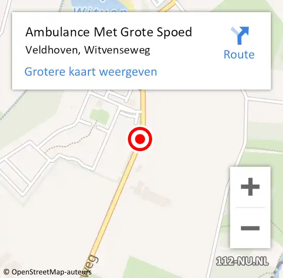 Locatie op kaart van de 112 melding: Ambulance Met Grote Spoed Naar Veldhoven, Witvenseweg op 28 oktober 2018 22:26