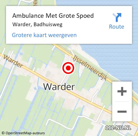 Locatie op kaart van de 112 melding: Ambulance Met Grote Spoed Naar Warder, Badhuisweg op 28 oktober 2018 23:31