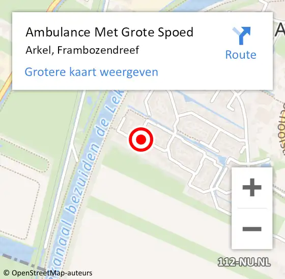 Locatie op kaart van de 112 melding: Ambulance Met Grote Spoed Naar Arkel, Frambozendreef op 29 oktober 2018 00:43