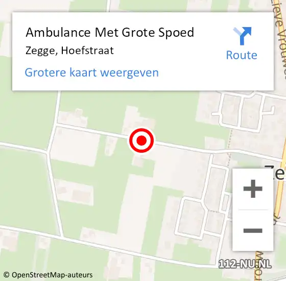 Locatie op kaart van de 112 melding: Ambulance Met Grote Spoed Naar Zegge, Hoefstraat op 29 oktober 2018 01:00