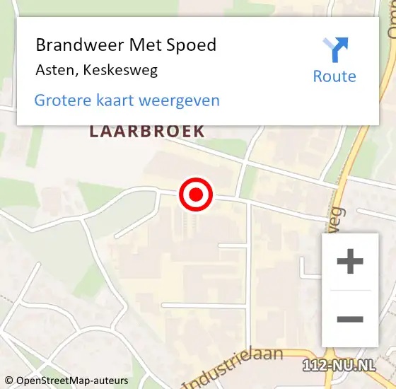 Locatie op kaart van de 112 melding: Brandweer Met Spoed Naar Asten, Keskesweg op 29 oktober 2018 03:59