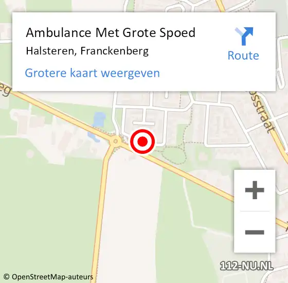 Locatie op kaart van de 112 melding: Ambulance Met Grote Spoed Naar Halsteren, Franckenberg op 29 oktober 2018 04:10