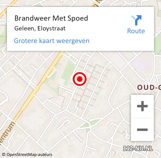 Locatie op kaart van de 112 melding: Brandweer Met Spoed Naar Geleen, Eloystraat op 29 oktober 2018 04:40