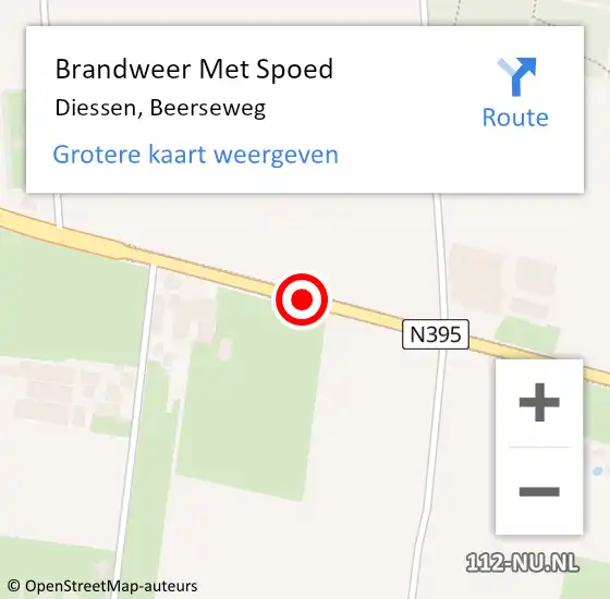 Locatie op kaart van de 112 melding: Brandweer Met Spoed Naar Diessen, Beerseweg op 29 oktober 2018 05:48