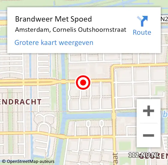 Locatie op kaart van de 112 melding: Brandweer Met Spoed Naar Amsterdam, Cornelis Outshoornstraat op 29 oktober 2018 07:58