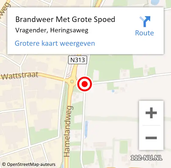 Locatie op kaart van de 112 melding: Brandweer Met Grote Spoed Naar Vragender, Heringsaweg op 29 oktober 2018 08:08