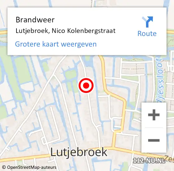 Locatie op kaart van de 112 melding: Brandweer Lutjebroek, Nico Kolenbergstraat op 29 oktober 2018 08:24