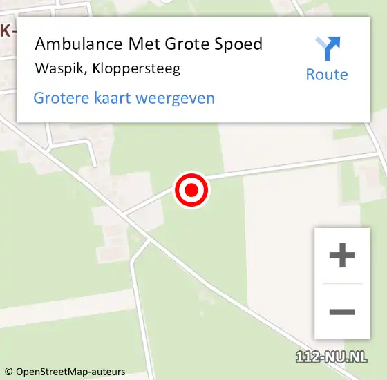 Locatie op kaart van de 112 melding: Ambulance Met Grote Spoed Naar Waspik, Kloppersteeg op 25 september 2013 10:10