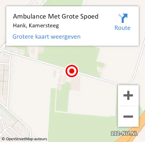 Locatie op kaart van de 112 melding: Ambulance Met Grote Spoed Naar Hank, Kamersteeg op 29 oktober 2018 09:10