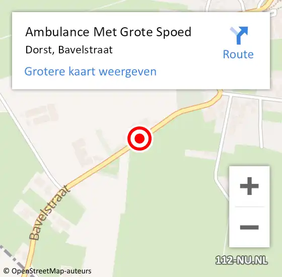 Locatie op kaart van de 112 melding: Ambulance Met Grote Spoed Naar Dorst, Bavelstraat op 29 oktober 2018 09:36