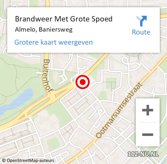 Locatie op kaart van de 112 melding: Brandweer Met Grote Spoed Naar Almelo, Baniersweg op 29 oktober 2018 11:08