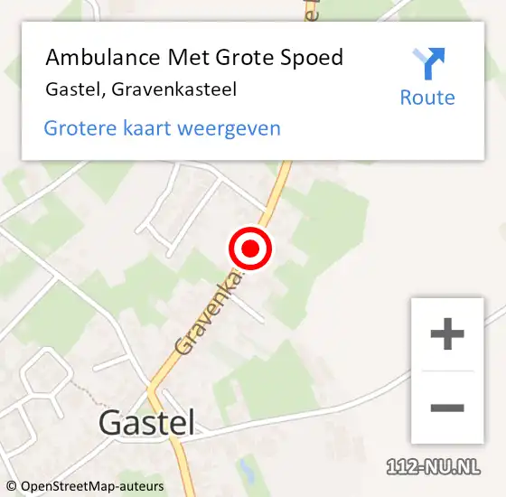 Locatie op kaart van de 112 melding: Ambulance Met Grote Spoed Naar Gastel, Gravenkasteel op 29 oktober 2018 11:22