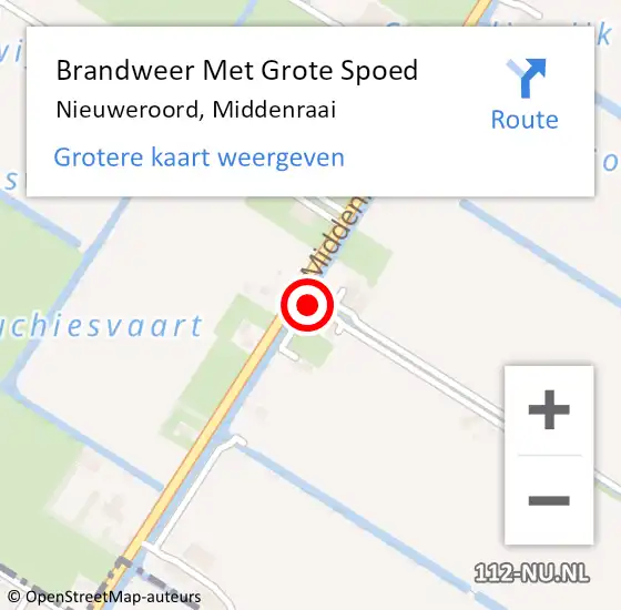 Locatie op kaart van de 112 melding: Brandweer Met Grote Spoed Naar Nieuweroord, Middenraai op 29 oktober 2018 11:45