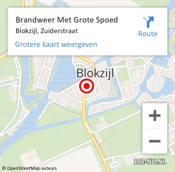 Locatie op kaart van de 112 melding: Brandweer Met Grote Spoed Naar Blokzijl, Zuiderstraat op 29 oktober 2018 12:00