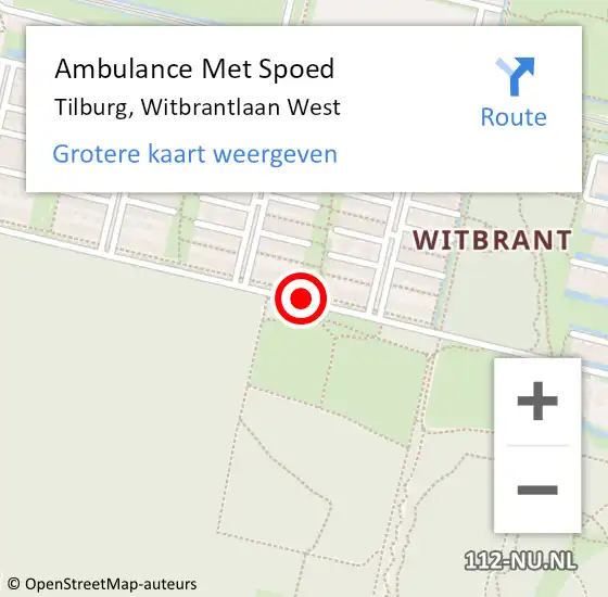 Locatie op kaart van de 112 melding: Ambulance Met Spoed Naar Tilburg, Witbrantlaan West op 29 oktober 2018 12:12