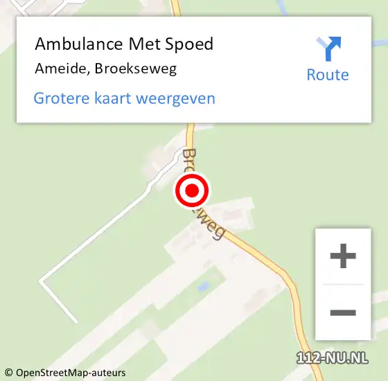 Locatie op kaart van de 112 melding: Ambulance Met Spoed Naar Ameide, Broekseweg op 29 oktober 2018 13:48