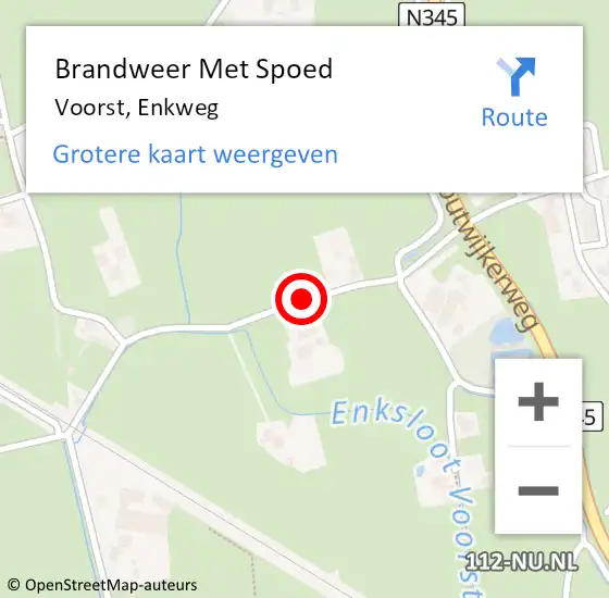 Locatie op kaart van de 112 melding: Brandweer Met Spoed Naar Voorst, Enkweg op 29 oktober 2018 14:13