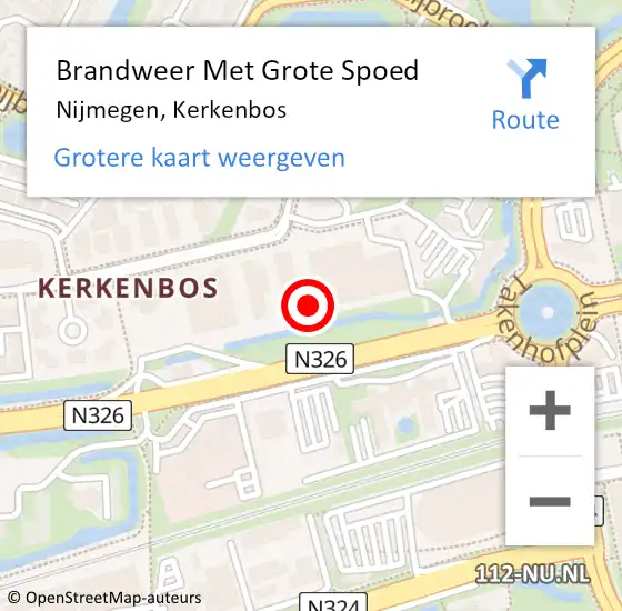 Locatie op kaart van de 112 melding: Brandweer Met Grote Spoed Naar Nijmegen, Kerkenbos op 29 oktober 2018 14:39