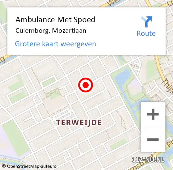 Locatie op kaart van de 112 melding: Ambulance Met Spoed Naar Culemborg, Mozartlaan op 29 oktober 2018 14:49