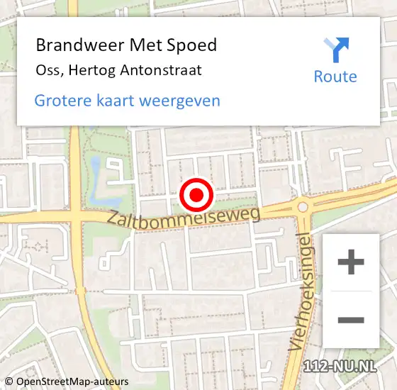 Locatie op kaart van de 112 melding: Brandweer Met Spoed Naar Oss, Hertog Antonstraat op 29 oktober 2018 16:34