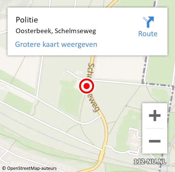 Locatie op kaart van de 112 melding: Politie Oosterbeek, Schelmseweg op 29 oktober 2018 16:47