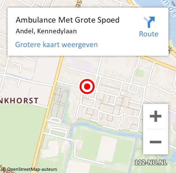 Locatie op kaart van de 112 melding: Ambulance Met Grote Spoed Naar Andel, Kennedylaan op 29 oktober 2018 16:54