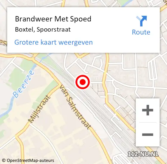 Locatie op kaart van de 112 melding: Brandweer Met Spoed Naar Boxtel, Spoorstraat op 29 oktober 2018 16:59