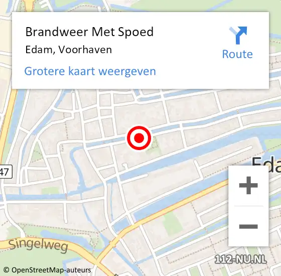 Locatie op kaart van de 112 melding: Brandweer Met Spoed Naar Edam, Voorhaven op 13 maart 2014 09:06