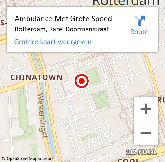 Locatie op kaart van de 112 melding: Ambulance Met Grote Spoed Naar Rotterdam, Karel Doormanstraat op 29 oktober 2018 17:19