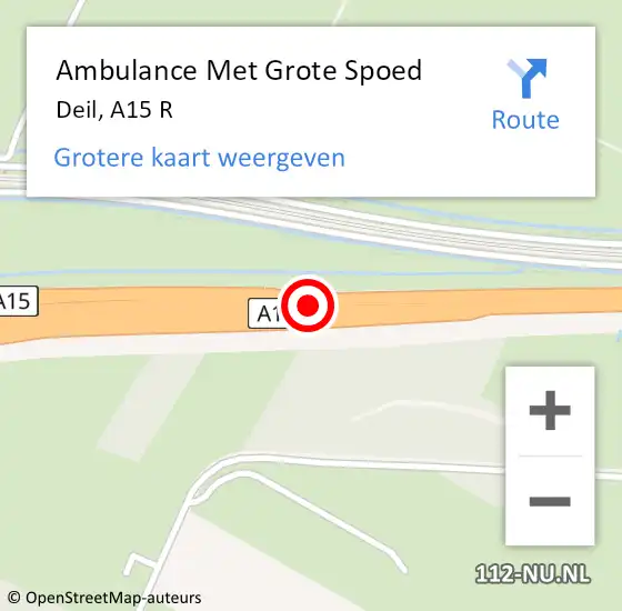 Locatie op kaart van de 112 melding: Ambulance Met Grote Spoed Naar Deil, A15 R op 29 oktober 2018 17:33