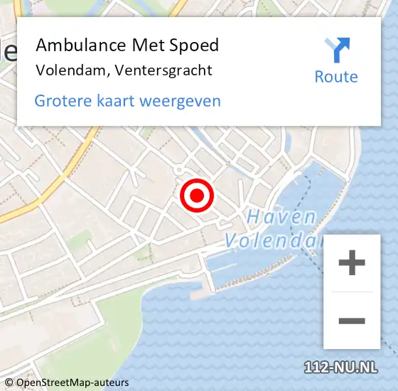 Locatie op kaart van de 112 melding: Ambulance Met Spoed Naar Volendam, Ventersgracht op 29 oktober 2018 17:33