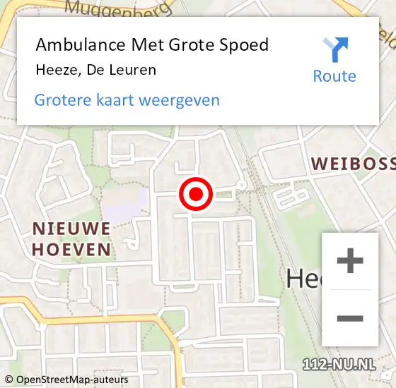 Locatie op kaart van de 112 melding: Ambulance Met Grote Spoed Naar Heeze, De Leuren op 29 oktober 2018 17:39