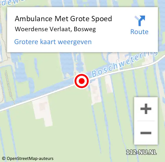 Locatie op kaart van de 112 melding: Ambulance Met Grote Spoed Naar Woerdense Verlaat, Bosweg op 29 oktober 2018 18:28