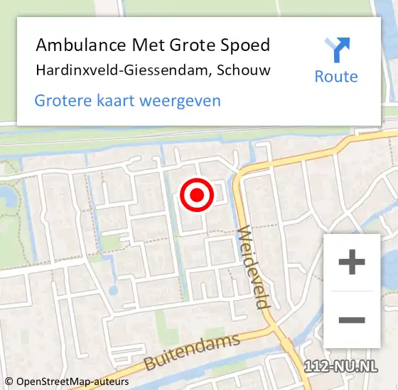 Locatie op kaart van de 112 melding: Ambulance Met Grote Spoed Naar Hardinxveld-Giessendam, Schouw op 29 oktober 2018 18:59