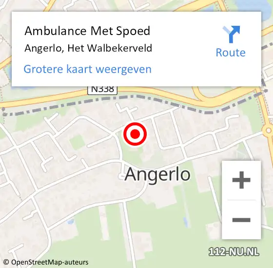 Locatie op kaart van de 112 melding: Ambulance Met Spoed Naar Angerlo, Het Walbekerveld op 29 oktober 2018 19:35