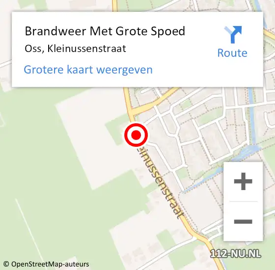 Locatie op kaart van de 112 melding: Brandweer Met Grote Spoed Naar Oss, Kleinussenstraat op 29 oktober 2018 20:12