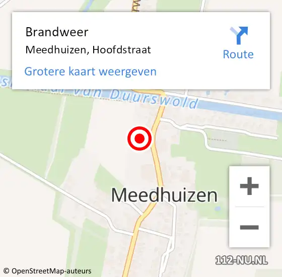 Locatie op kaart van de 112 melding: Brandweer Meedhuizen, Hoofdstraat op 13 maart 2014 09:19