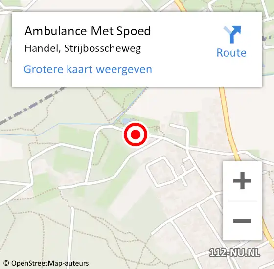 Locatie op kaart van de 112 melding: Ambulance Met Spoed Naar Handel, Strijbosscheweg op 29 oktober 2018 20:30