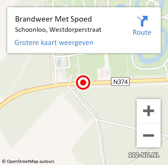 Locatie op kaart van de 112 melding: Brandweer Met Spoed Naar Schoonloo, Westdorperstraat op 29 oktober 2018 20:48