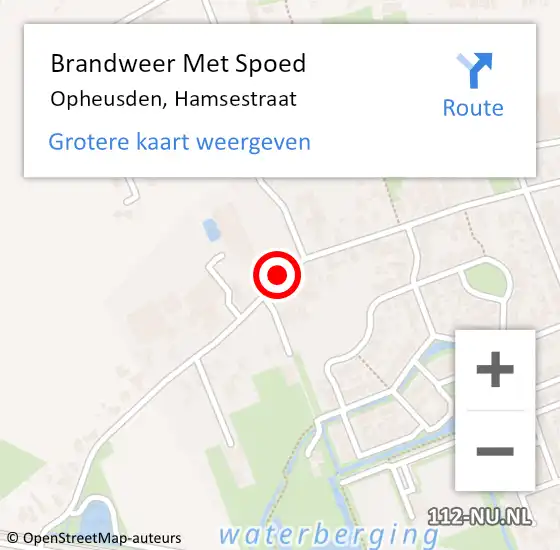 Locatie op kaart van de 112 melding: Brandweer Met Spoed Naar Opheusden, Hamsestraat op 29 oktober 2018 21:06