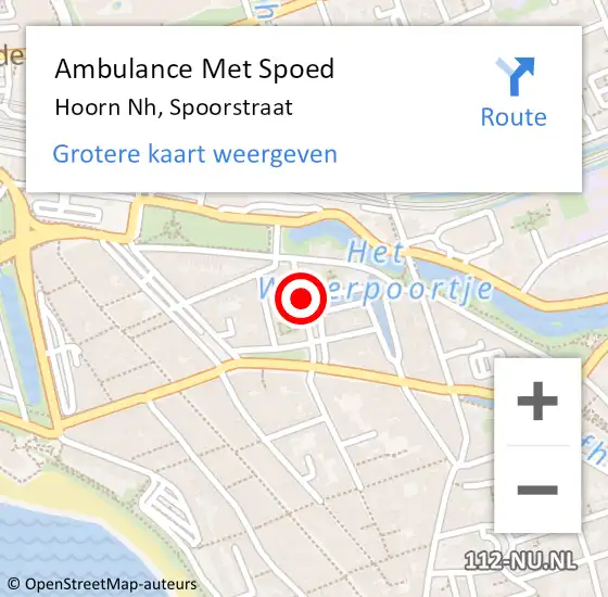 Locatie op kaart van de 112 melding: Ambulance Met Spoed Naar Hoorn Nh, Spoorstraat op 29 oktober 2018 21:40